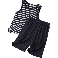 GUSUTZX Gestreifte Tank-Shorts für Kinder, Zweiteilige Sommer-Jungen, lockere, ärmellose Pyjamas, dünne, klimatisierte Loungewear für Mädchen Baby Boys’ Suit Set Outfit Hemd Hochzeit