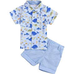 GUSUTZX Jungen Kurzarm Cartoon Prints Tops Shorts Zweiteilige Outfits Set Kinderkleidung Kinder Baby Junge Shirt Trousers Romper Suit Sommer Kleinkind