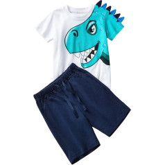 GUSUTZX Kleinkind Sommerkleidung Jungen Kurzarm Dinosaurier Drucke T Shirt Tops Shorts Kind Kinder Set Outfits Kleidung Babykleidung Baby Kleinkinder