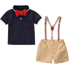 Ziemassvētku apģērbs Bērni zēni zēni toddler Kids Bērnu zēni zēni apģērbs Bow Tie Krekls + šorti džentlmenis puse uzvalks bērnu uzvalks zēns 18 mēneši