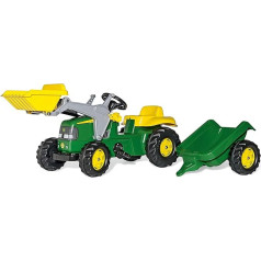 Rolly Toys rollyKid John Deere ar priekšējo iekrāvēju (ar piekabi, grozāmā skursteņa stūres iekārta, vecums 2,5 - 5 gadi, traktors + piederumi, aizmugurējais sajūgs, bērnu transportlīdzeklis)