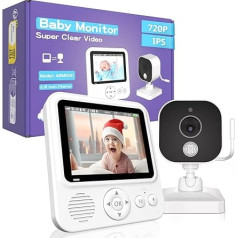 OBVHNUA Babyphone mit Kamera 2,8 Zoll Video-Babyphone 720p IPS LCD babyfon mit 1500mAh Akku 2-Wege Gegensprechanlage VOX Modus Digitaler Zoom Nachtsicht Temperaturüberwachung 8 Schlaflied 5 Wecker