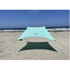 Neso Beach Tent with Sand Anchor, Portable Sun Shelter, 7 x 7 ft, Patented Reinforced Corners (Rainbow) (Sea Foam)