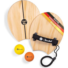 divi46 Boardball, Velcro bumbu spēle bija vakar, jauna āra spēle bērniem un pieaugušajiem, izgudrots Vācijā, alternatīva badmintonam un tenisam, aizraujoša pludmales un dārza spēle.