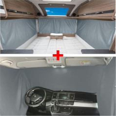 BREMER SITZBEZÜGE Blackout Curtains Set Compatible with VW T5 T6 T6.1 Transporter Caravelle Multivan Short or Long from 2003-2021 Sun Protection Camping Camper Accessories Complete Set Curtains Opaque