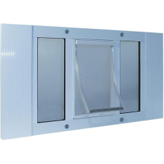 Ideal Pet Products Haustiertür, Aluminium, verstellbar für Fensterbreite von 68,6 cm bis 81,3 cm, Katzenklappe 16,5 x 16,5 cm, 27SWDCF