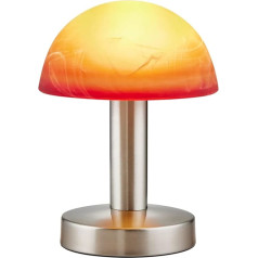 Trio Leuchten LED Tischleuchte Fynn II 599110118, Metall Nickel matt, Glas alabasterfarbig orange/rot, inkl. 1x E14 4,9 W LED, Touch-Me-Funktion (4-fach schaltbar, 3 Helligkeitsstufen), Höhe 21cm