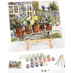 Ledgebay Paint by Numbers pieaugušajiem ar otu komplektu (Ritas Pansies) - Paint-By-Numbers pieaugušo gleznošanas komplekts ar rāmi, 40 x 50 cm audekls un audekls - gleznošanas hobijs pieaugušajiem un iesācējiem