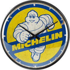 Nostalgic-Art Michelin retro sienas pulkstenis, diametrs 31 cm, 80. gadi - dāvanu ideja autobūves faniem, liels virtuves pulkstenis, vintage dizains