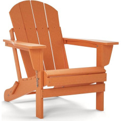 TORVA Adirondack pārstrādāta plastmasas HDPE saliekamais āra terases krēsls Zāliena krēsls Laikapstākļu izturīgs Adirondack krēsls Orange