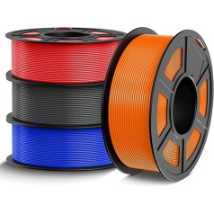 TECBEARS PETG filaments 1,75 mm Bundle 4 kg, izturīgs PETG 3D Drucker Filament, stiprums +/- 0,02 mm, 4 fices, 1 kg uz fices (Blau, Rot, Orange, Grau)