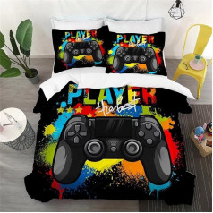 Wajade Gamepad sega pārklājs komplekts Player gultas veļa bērniem zēniem pusaudžiem 2 gabali Corlorpigment spēļu kontrolieris gultas veļa 1 x 220 x 240 cm sega pārvalki un 2 x 80 x 80 cm spilvendrānas