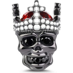 GNOCE Crown Skull Charms Beads 925 sudraba sudraba pērlītes ar melnu pārklājumu un cirkonija piekariņu Aproce Kaklarota rotaslietas vīriešiem un sievietēm, sudrabs, kubiskais cirkonijs