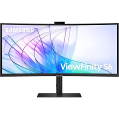 Samsung ViewFinity S65VC izliekts augstas izšķirtspējas monitors ar skaļruņiem un tīmekļa kameru, 34 collas, VA panelis, 3440 x 1440 pikseļi, atsvaidzināšanas frekvence 100 Hz, reakcijas laiks 5 ms, USB-C ar 90 W uzlādi, grozāms