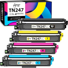 Smart Ink saderīga tonera kasetne, kas paredzēta, lai aizstātu Brother TN247 TN-243CMYK TN 247 (Black Cyan Magenta Yellow), kas saderīga ar Brother MFC-L3750CDW DCP-L3550CDW MFC-L3770CDW HL-L3230CDW HL-L3210CW