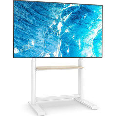 TVON White TV Stand for 60 to 86 Inch Flat & Curved TVs, Height-Adjustable TV Stand, High TV Stand, TV Floor Stand up to 68 kg, Max. VESA 800 x 600 mm