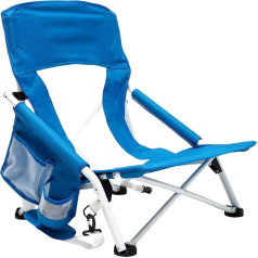 Sunnyfeel Folding Beach Chair, Camping Folding Armchair Low with Shoulder Strap and Removable Side Pocket (Light Blue)