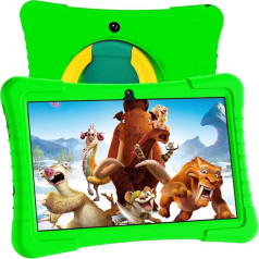 JJGJ Kinder Tablet 10 Zoll, Android 13 Tablet für Kinder, 8GB RAM 64GB ROM Kids Tablet mit 8000mAh, IPS HD displejs, 5MP+8MP, WiFi, Bluetooth, bērnu planšetdators ar vecāku kontroli(Grün)