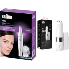Braun FaceSpa Facial Epilator Women White/Silver & Face Mini Hair Remover, Electric Facial Hair Remover for Women, Small Razor, Upper Lip, Chin and Cheeks, FS1000, White