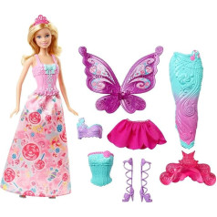 Barbie Dreamtopia Transformation lelle (blondīne, aptuveni 30 cm) ar modes tērpiem un aksesuāriem, bērniem no 3 līdz 7 gadu vecumam