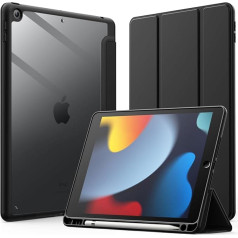 Чехол JETech для iPad 10,2 дюйма (9-е/8-е/7-е поколение, 2021/2020/2019) с держателем для карандаша, прозрачная задняя панель, тонкая подставка, ударопрочный 