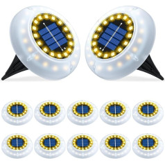 GIACOMO Solar Floor Light Outdoor 30 LED, Pack of 12 Garden Solar Lights for Outdoors, IP65 Waterproof, Warm White LED Solar Garden Lights, Solar Lights for Outdoor Garden, Lawn, Walkway, Patio,