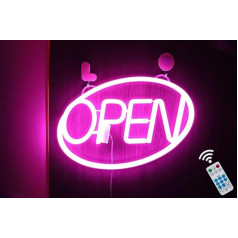 iKefe 16 x 10 collu LEDNeon Light Open Sign ar tālvadības pults taimeri, liels āraUSB powered atvērts slēgtas durvisNeon LED apgaismotas zīmes uzņēmējdarbībai, Spa, nagus, frizētava, bārs,