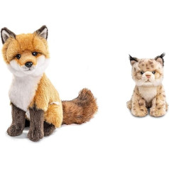 Uni-Toys - Klasiskā sarkanā lapsa - 27 cm (augstums) - plīša lapsa, meža dzīvnieks - plīša rotaļlieta, rotaļlieta & - Lynx Cub, sēdošs - 22 cm (augstums) - plīša kaķis - plīša rotaļlieta, plīša rotaļlieta