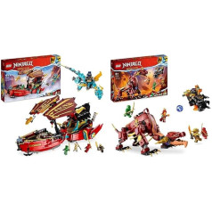 LEGO 71797 Ninjago nindzju lidojuma jūrnieks sacenšas ar laiku un 71793 Ninjago Wyldfires lavas pūķis mītiski radījumi transformējama rotaļlieta