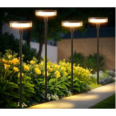 GEARLITE Solarlampen für Außen Garten 6 Stück, Moderne Garten Solarleuchten für Außen mit Helle 19 LED Warmweiß, IP65 Wasserdichte Solar Gartenleuchten für Außen Gartendeko Blumen Terrasse Rasen