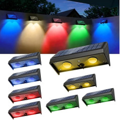 YAOBLUESEA Pack of 8 LED Solar Garden Lights for Outdoor Patio Wall Prožektors āra saules 50 lūmenu ūdensizturīgs saules gaismas dārza rotājumi ar 5 režīmiem silti balta krāsa mainās sienas baseinam -