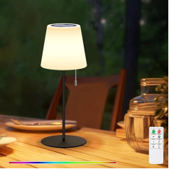 gaismas cerēt Saules LED galda lampa Bezvadu āra dimmable nakts lampa 2700 K un RGB IP44 Ūdensizturīga akumulatora galda lampa guļamistabai, dārzam, pusdienu galdam, balkonam, viesnīcai (melna)