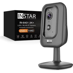 INSTAR IN-8401 2K+ Black - LAN/WLAN novērošanas kamera ar mākslīgo intelektu (AI) - IP kamera - WPA3-2.4 un 5GHz WiFi - divvirzienu audio - PIR - siltuma sensors - nakts redzamība - 940 nm neredzamās gaismas diodes - HomeKit - MQTT