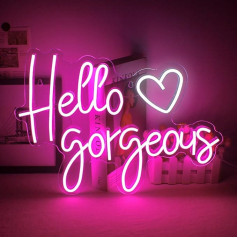 Hello Gorgeous Neon Sign Rozā burti neona gaismas neona zīmes neona gaismas bāra gaismas uz augšu zīmes restorāns kāzu puse dekori (Hello Gorgeous-Pink)