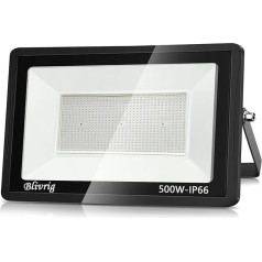 Blivrig 500 W LED āra prožektors Cool White 6500 K, 50000 LM īpaši spilgts āra prožektors, IP66 ūdensizturīgs LED prožektors, āra lampa dārziem, pagalmiem, garāžām, viesnīcām