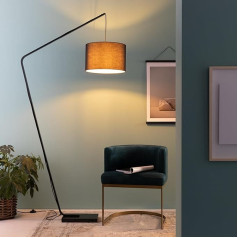 Lightbox Arc Lamp Dizaina stāvlampa Liela grīdas lampa ar pagarināmo roku un tekstila abažūru, diametrs 40 cm, E27 ligzda maks. 40 vatu, metāls / tekstils, melnā krāsā