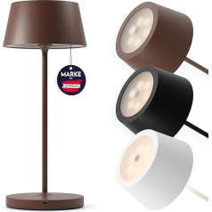 Charlique LED galda lampa ar akumulatoru (brūna) - vakariņu gaisma 34 cm - uzlādējama galda lampa ar USB, izmantošanai iekštelpās un ārpus telpām, silta gaisma - izturīga pret laikapstākļiem, piemērota balkonam, terasei un dārzam