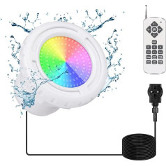 KWODE LED zemūdens baseina apgaismojums virszemes baseinam, 12 W RGB dimmable rāmja baseina apgaismojums ar tālvadības pulti, 12 V LED zemūdens prožektors ar 7 m kabeli, ārējā vītne 2 ¼ collas