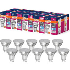 Osram LED Star Value PAR16 LED spuldze GU10 ligzdai, atstarotāja spuldze, GL, 620 lūmeni, vēsā baltā (4000 K), parasto 49 W spuldžu aizvietotājs, bez apgaismojuma, 10 gab. komplektā