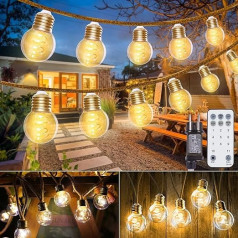 StarryEver 15 m 50 LED pasaku gaismas āra apgaismojums, Vintage silti baltas un krāsainas LED pasaku gaismas ar 11 režīmiem tālvadības pults taimeris, krāsu maiņas G45 spuldzes pasaku gaismas, ko var aptumšot ar kontaktdakšu