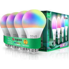 NOUS P3Z ZigBee spuldze E27 LED Warm White RGB Tuya Smart Life Dimmable spuldze ar tālvadības pulti Dekoratīvās spuldzes aksesuāri Dimmable lampas spuldze Alexa Echo Google Home Assistant