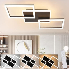 ZMH Griestu gaisma LED griestu gaisma viesistabai - 48 W dzīvojamās istabas lampa Dimmable Modern Design Guļamistabas lampa melna ar tālvadības pulti Guļamistabas griestu apgaismojums Virtuves lampa virtuvei Priekšnams birojs