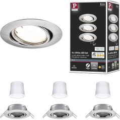 Paulmann 92464 LED padziļinājumā iebūvējamās gaismas pamatne Smart Home Zigbee Basic komplekts Grozāms apaļš 230 V 3 x 4,9 W 3 x 430 lm Dimmable 90 mm Brushed Iron Metal 3000 K