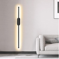 KYOTECH LED sienas lampas iekštelpās 13 W 100 cm melns moderns sienas lampas dzīvojamā istaba minimālisma nakts lampa 3 krāsu temperatūras 3000 K 4000 K 6000 K gultas lampa IP20 guļamistabai gaitenim kabinetam