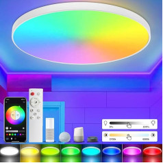 Taipow Alexa LED griestu gaisma, 30 W 2200 LM viedā griestu gaisma ar tālvadības pulti, dimmējams RGB krāsu maiņas izplūdes apgaismojums guļamistabai, bērnu istabai, gaitenim, balkonam (2700-6500K)