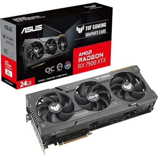 ASUS TUF Gaming AMD Radeon RX 7900 XTX OC Edition 24GB GDDR6 Gaming Graphics Card (PCIe 4.0, Memory, 1x HDMI 2.1, 3X DisplayPort 2.1, GPU Tweak III, TUF-RX7900XTX-O24G-GAMING)