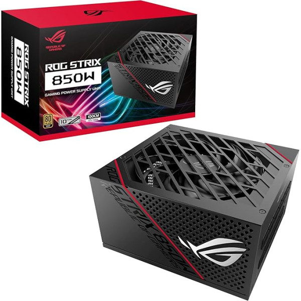 ASUS ROG Strix 850G barošanas bloks (850 W, 80 Plus Gold, 0 dB dzesēšana), melns