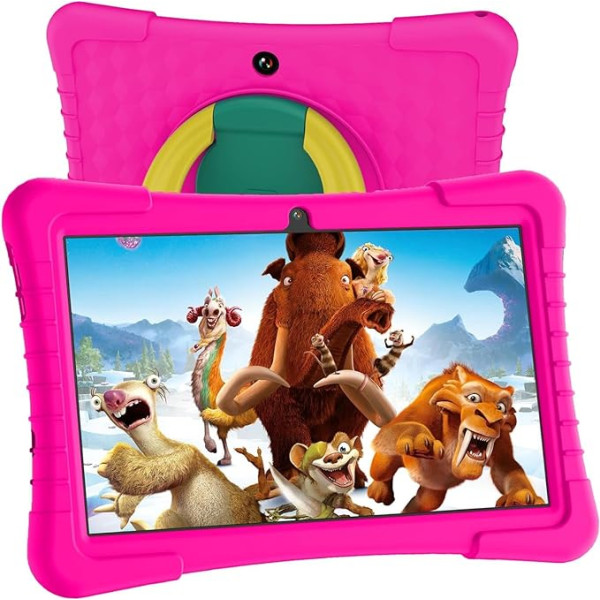 JJGJ Kinder Tablet 10 Zoll, Android 13 Tablet für Kinder, 8GB RAM 64GB ROM Kids Tablet mit 8000mAh, IPS HD Display, 5MP+8MP, WiFi, Bluetooth, bērnu planšetdators ar vecāku kontroli (Rosa)