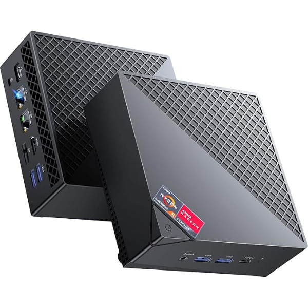 ACEMAGICIAN AM06 Pro Mini dators, AMD Ryzen 7 5700U (8C/16T, līdz 4,3 GHz),32 GB DDR4 1 TB NVME SSD Mini galddators ar 4K trīskāršu displeju | Type-C | Dual Ethernet | WiFi 6 | BT 5.2 | Win 11