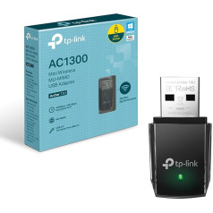 TP-Link Archer T3U AC1300 Dual Band WLAN adapteris (867Mbit/s (5GHz), 400Mbit/s (2,4GHz) 802.11ac, USB 3.0, MU MIMO, atbalsta Windows 10 / 8.1 / 8/7 / XP, Mac OS X ) melns